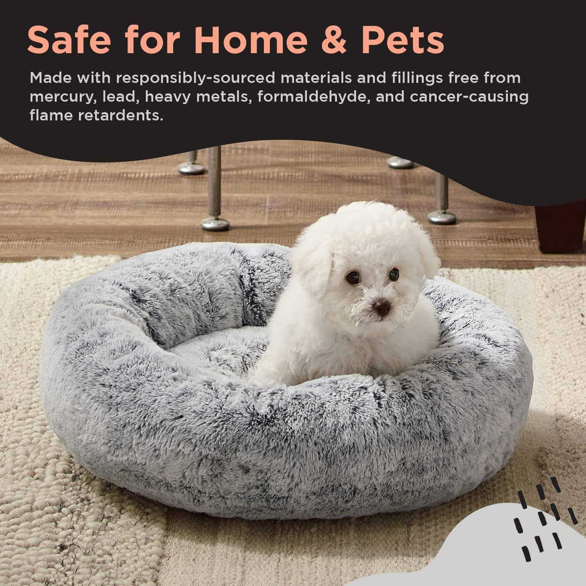 Faux Rabbit Fur Memory Foam Calming Bed D711479