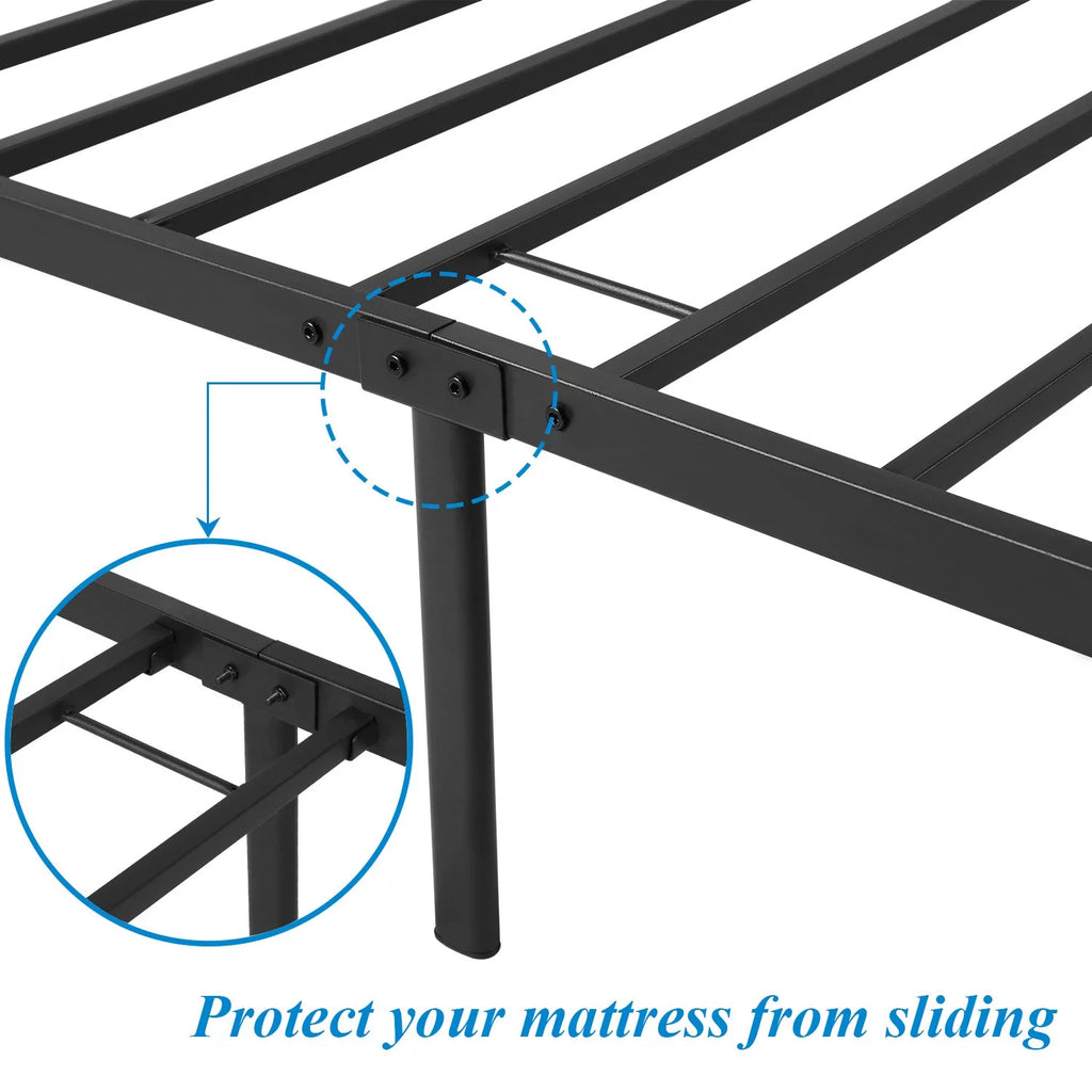 Twin Size Metal Bed Frame and 2 Black Nightstands Y256205