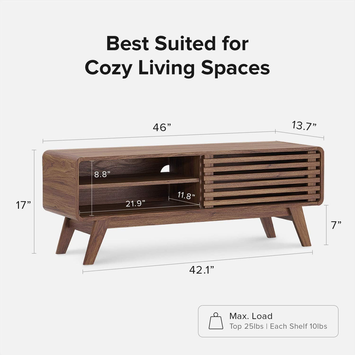 Scandinavian TV Stand with Slatted Door G4051