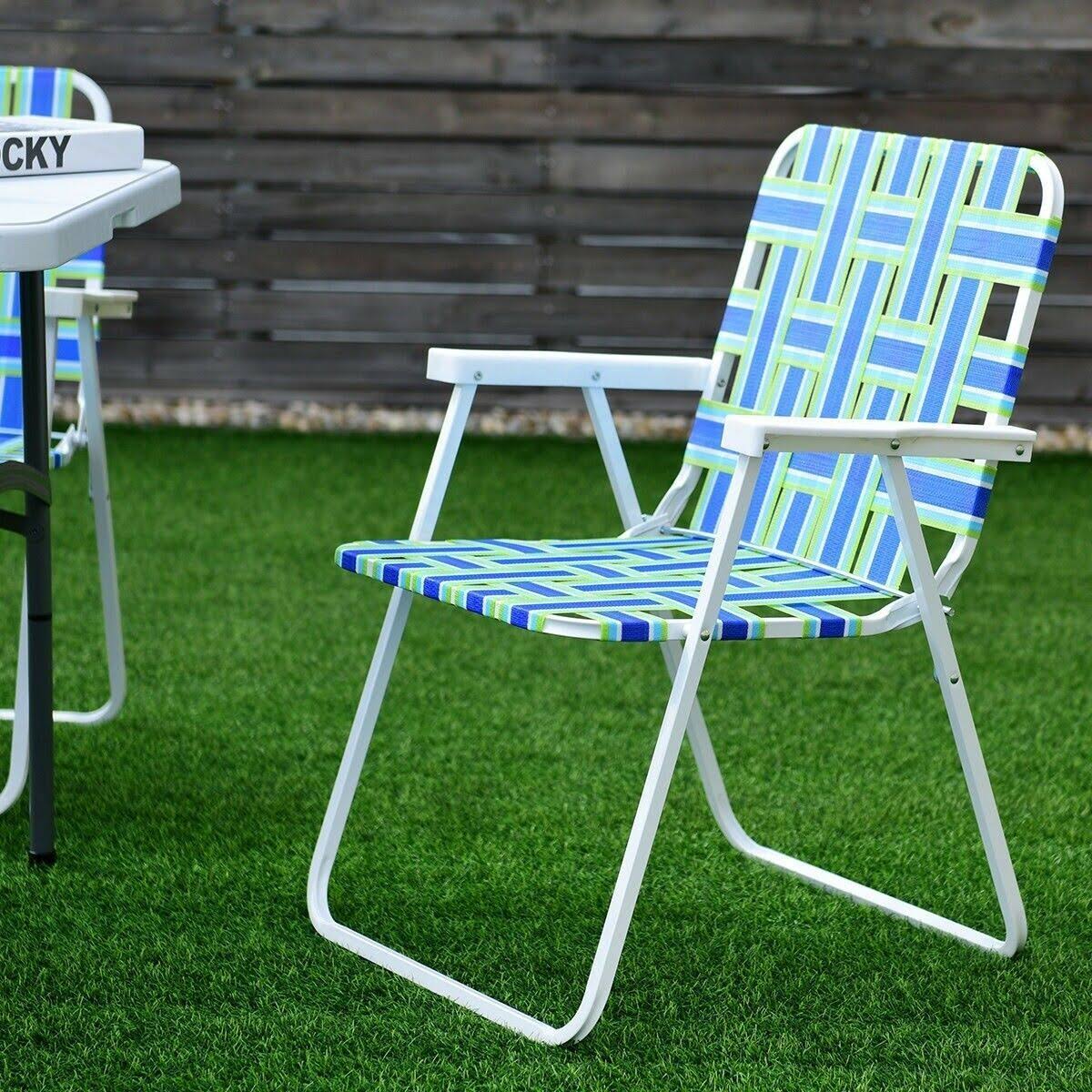 6 Pcs Folding Beach Chair Camping Lawn Chair Blue N73231