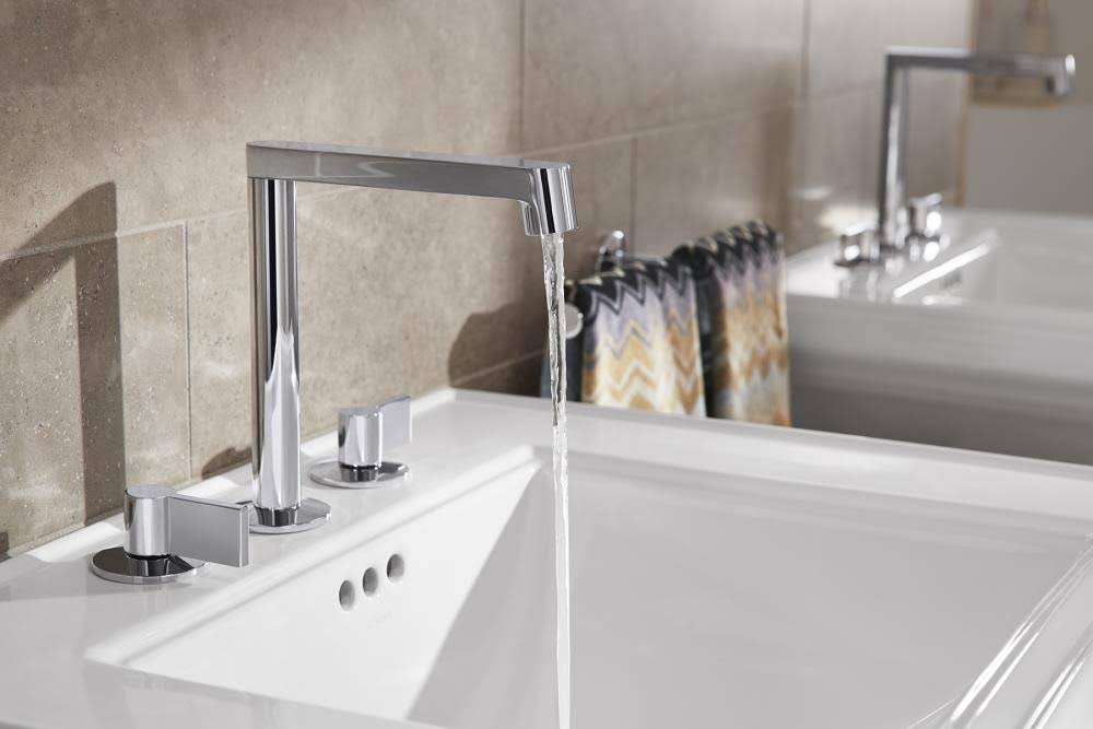 Polished Chrome Wide Spread Bathroom Faucet with Lever Handles S391