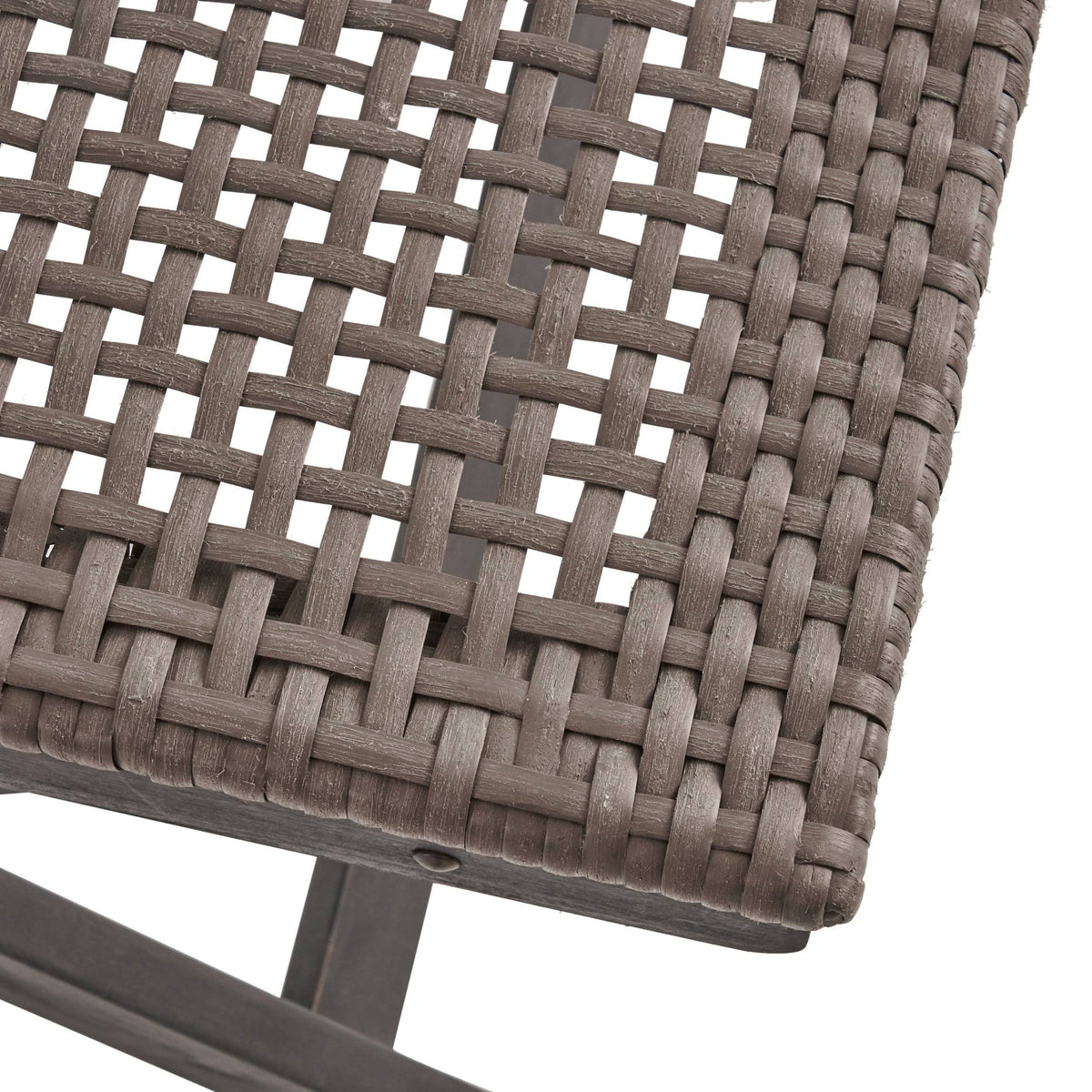 Acacia Wood Wicker Foldable Bistro Set with Chairs and Table Dark Gray I555