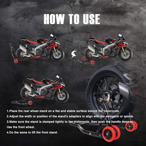 850lbs Front and Rear Motorcycle Stands with Adapters K101151