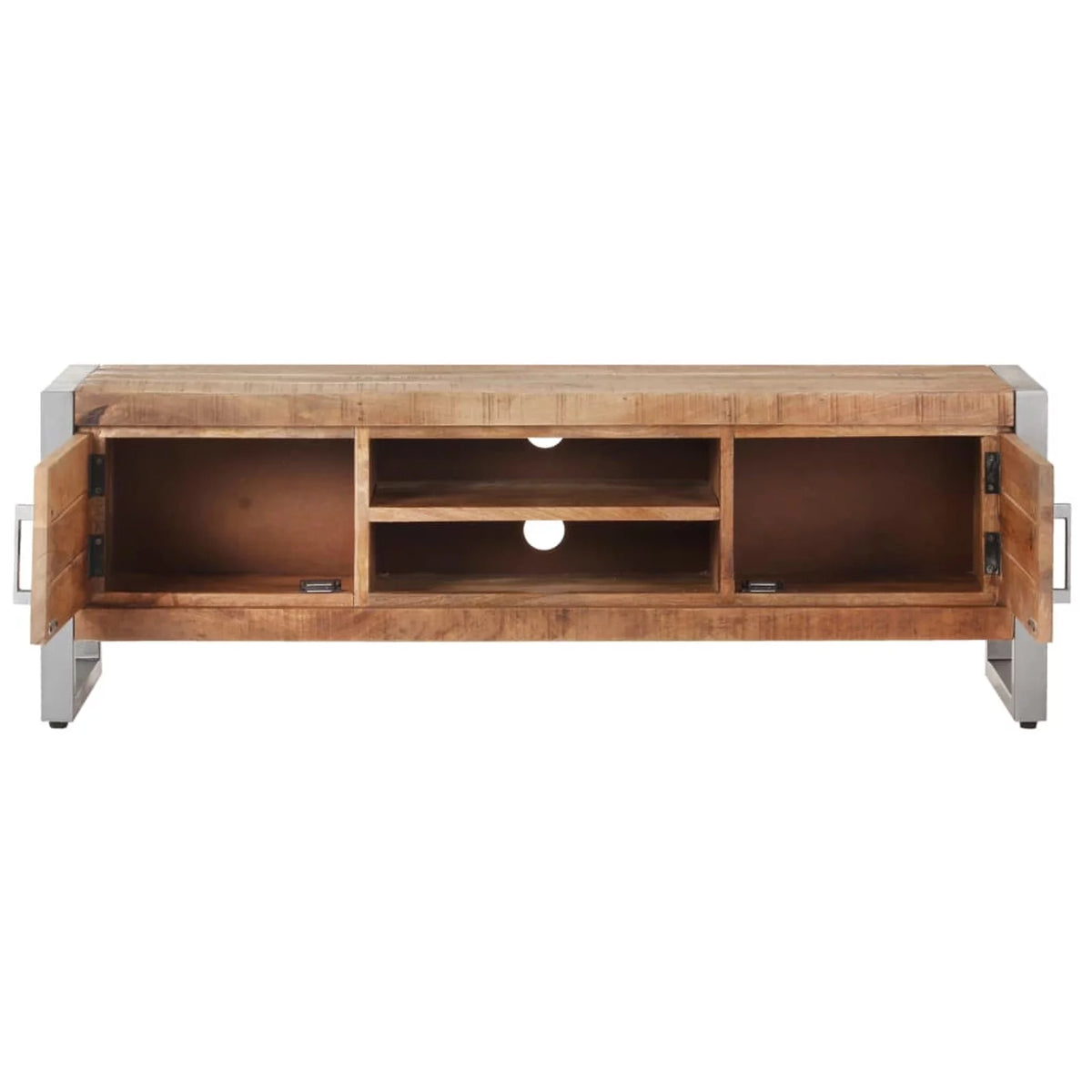 Rough Mango Wood TV Cabinet with 2 Doors and 2 Compartments H3894