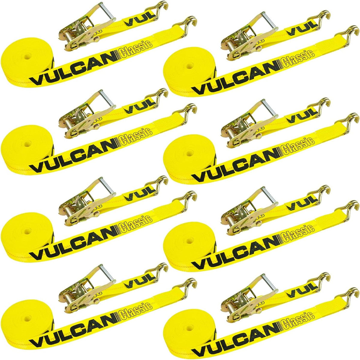 2 Inch x 27 Foot 8 Pack Ratchet Strap with Wire Hooks I231581