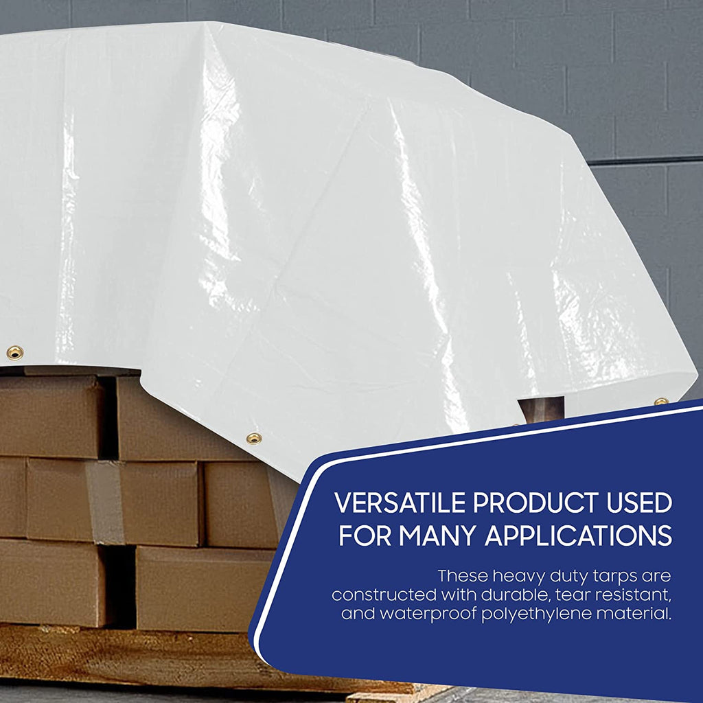 White 12 Mil Waterproof Poly Tarpaulin (6' x 8') W8980