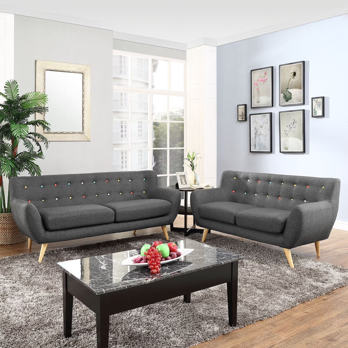 2 Piece Living Room Set in Gray L1824