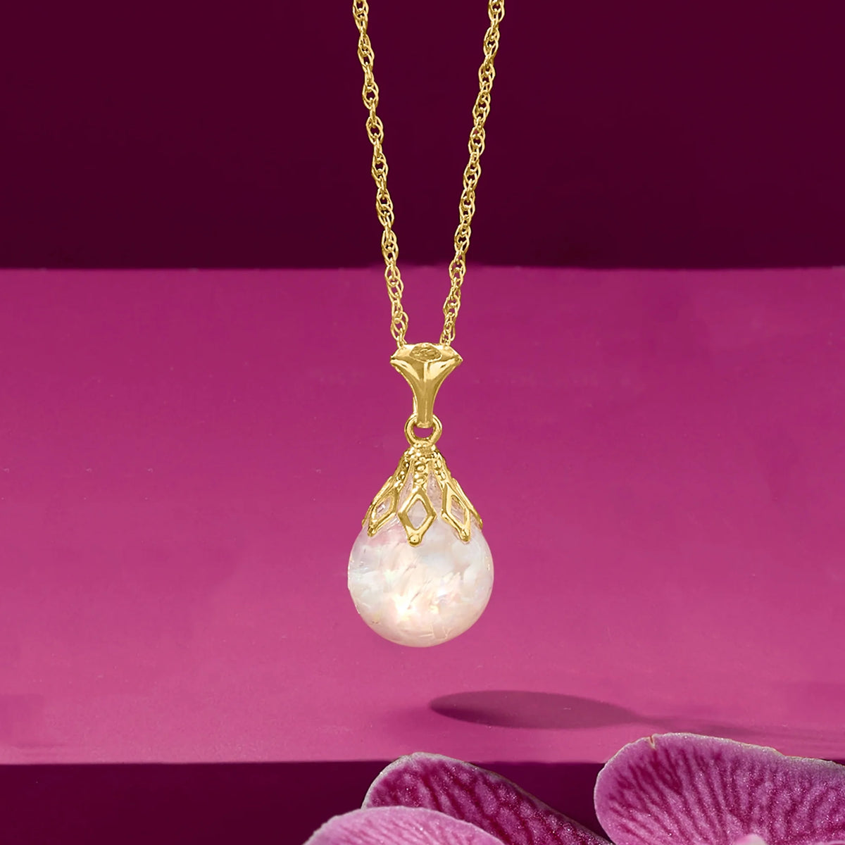 Floating Opal Pendant Necklace in 14kt Yellow Gold J4677
