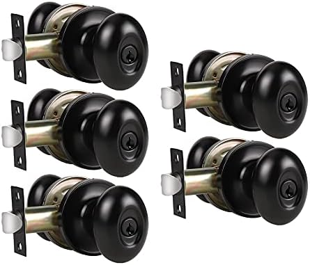 Matte Black Privacy Door Knobs with Lock, 10 Pack C59385