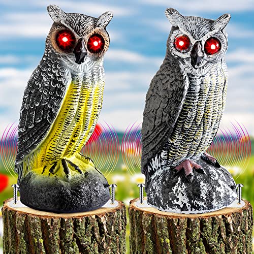 Gray Plastic Owl Decoy with Red Flashing Eyes, 2 Pcs K330