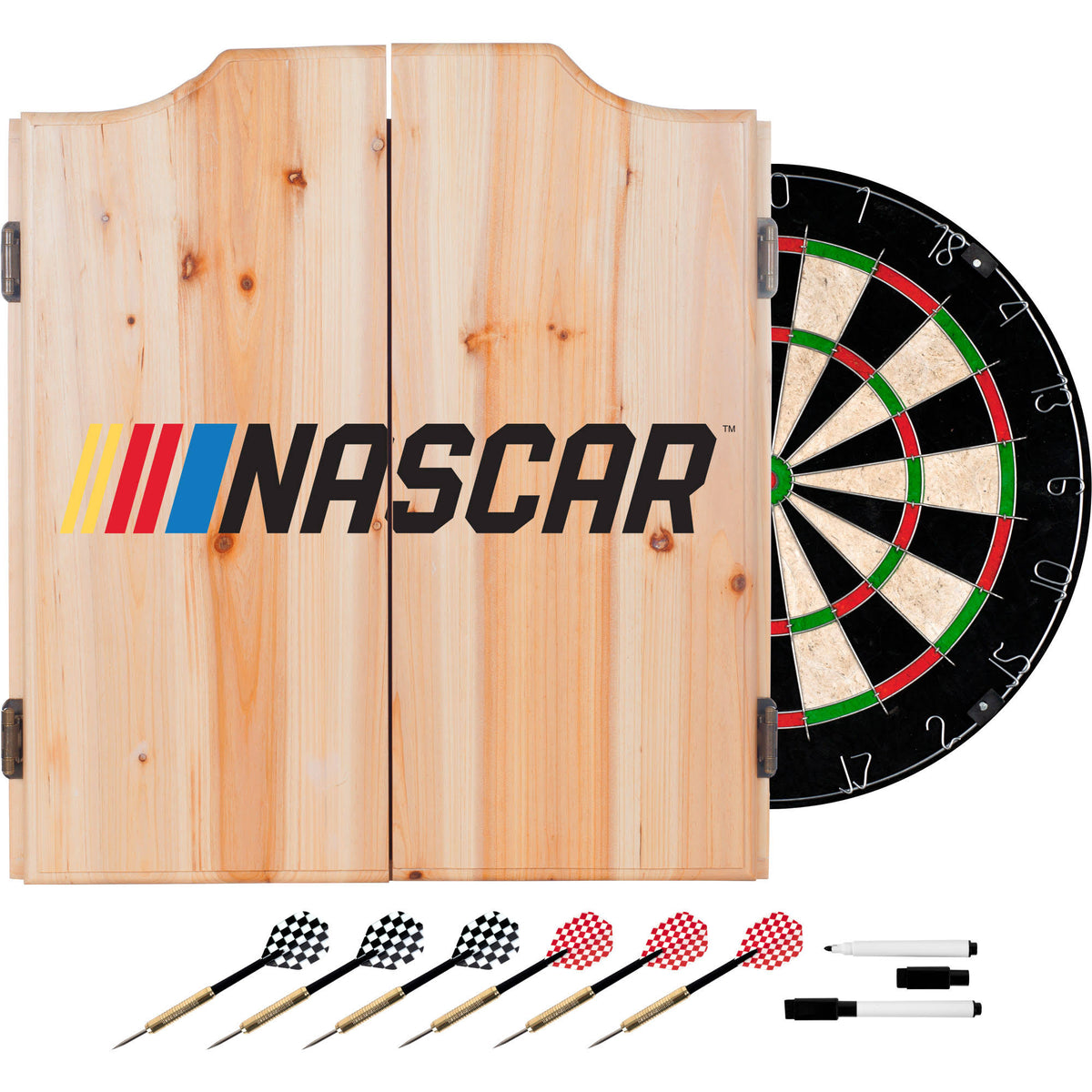 Beveled Wood Dart Cabinet Set Z746