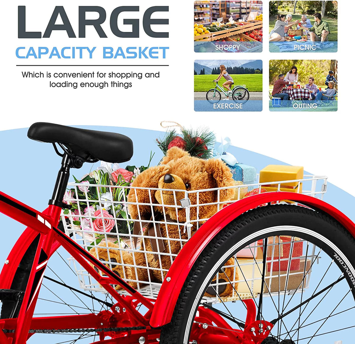 Mountain Tricycle 7-Speed 26 inch with Cargo Basket M9555