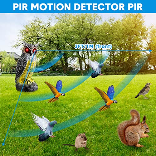 Gray Plastic Owl Decoy with Red Flashing Eyes, 2 Pcs K330