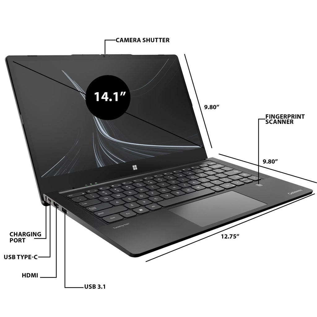 14.1" FHD Touchscreen Notebook, Intel Core i7-1255U, 8GB RAM, 512GB SSD, Windows 11, Black B9159