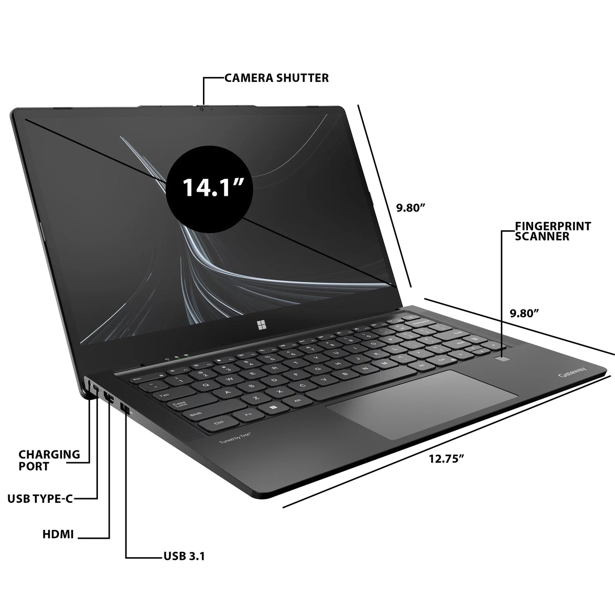 14.1" FHD Touchscreen Notebook, Intel Core i7-1255U, 8GB RAM, 512GB SSD, Windows 11, Black B9159