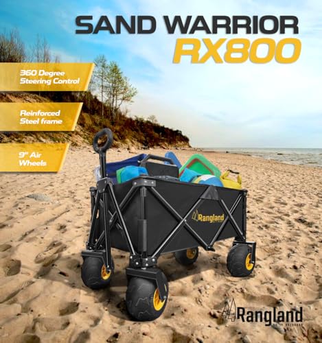 Large Balloon Air Tires Folding Utility Cart with Rustproof Heavy-Duty Steel Frame E546359