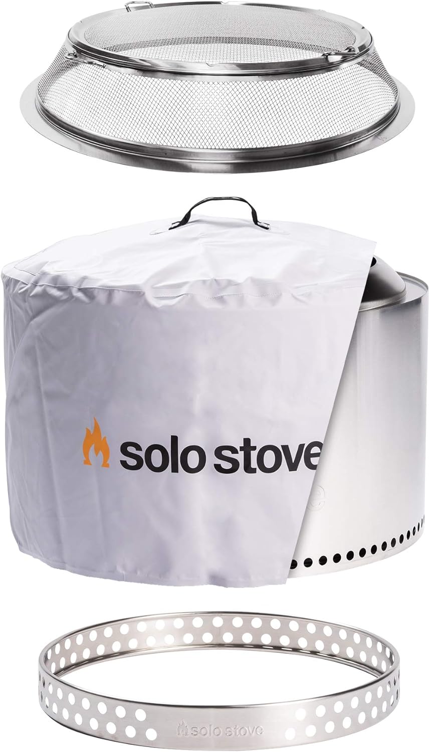 Portable Stainless Steel Fire Pit with Camp Stove Accessories B6753