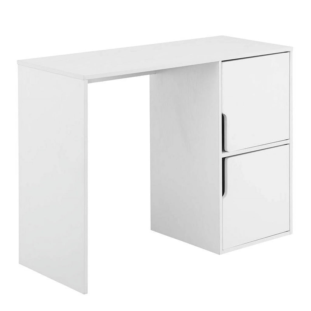 Student Desk with Storage Cabinets in White Wood Finish K257