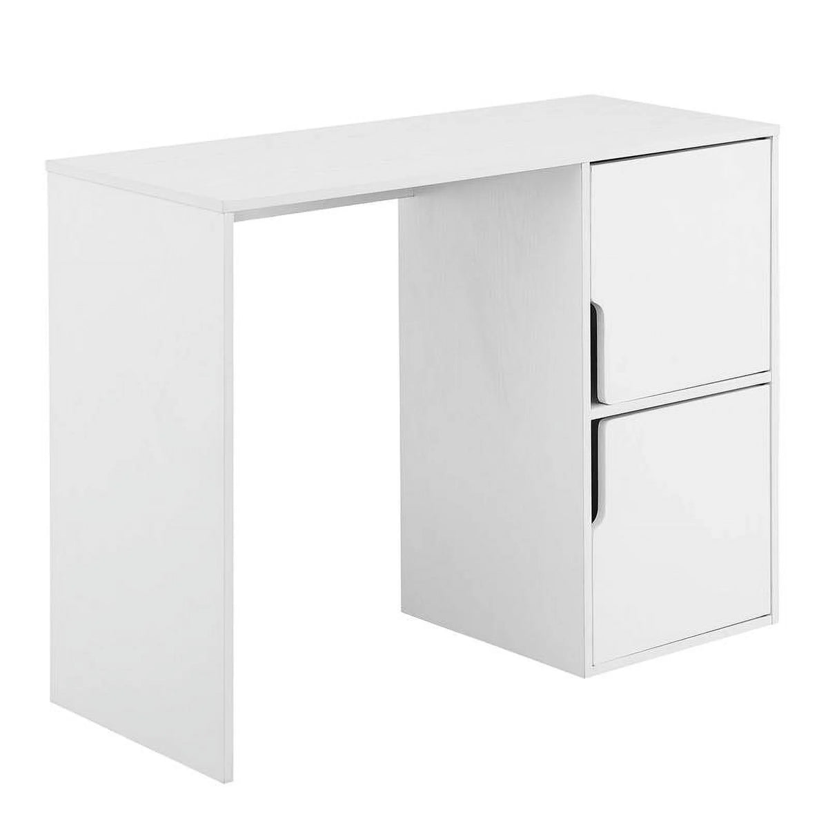 Student Desk with Storage Cabinets in White Wood Finish K257