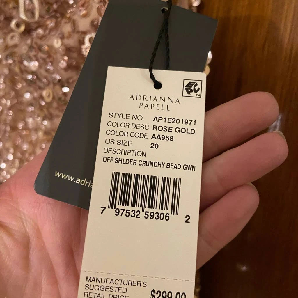 Pink Off The Shoulder Sequin Beaded Gown J125085