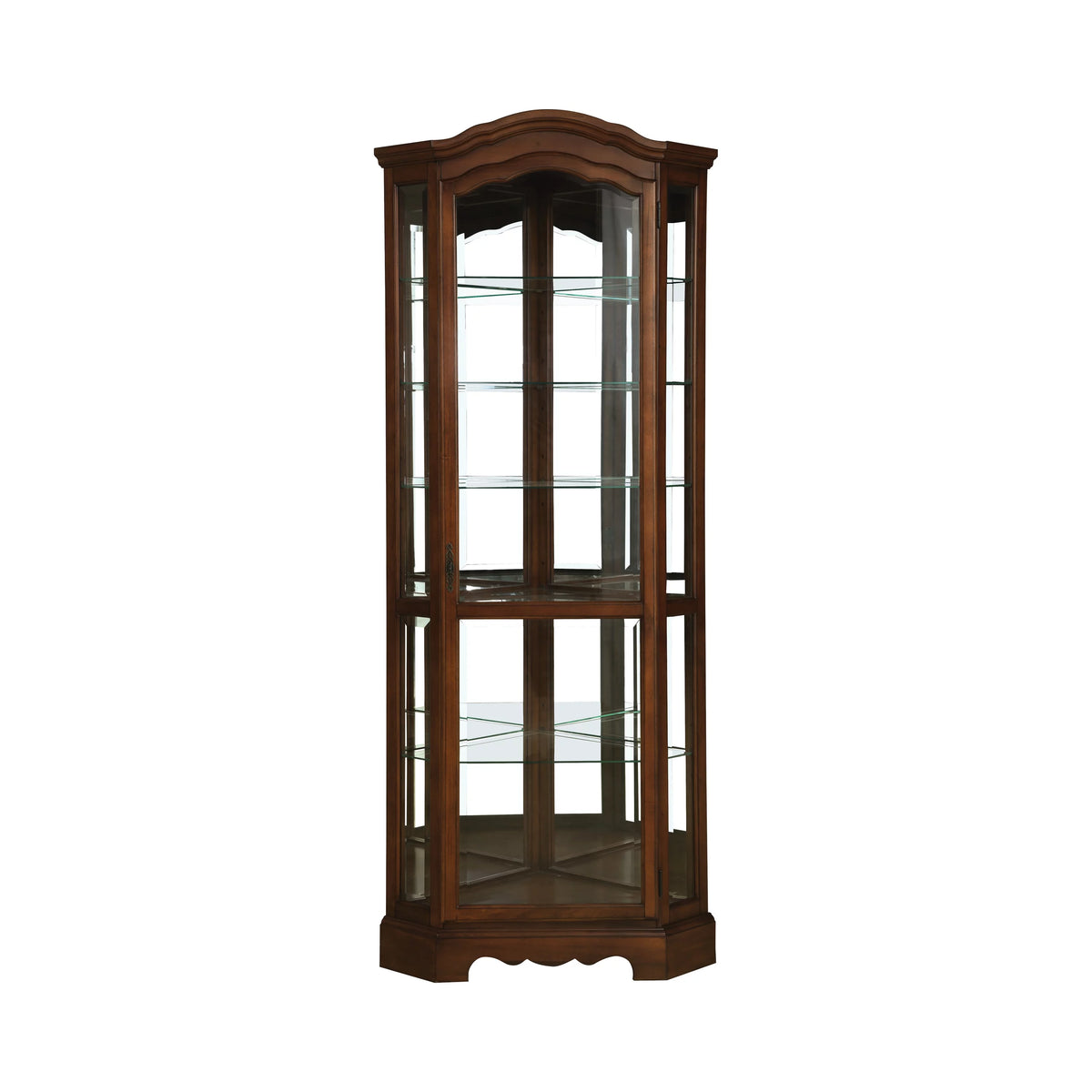 6-shelf Corner Curio Cabinet Burnished Brown H1002
