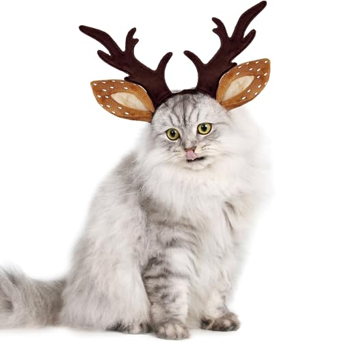 Dog Cat Christmas Reindeer Antlers Headband Adjustable Pet Costume K77784