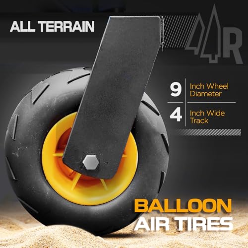 Large Balloon Air Tires Folding Utility Cart with Rustproof Heavy-Duty Steel Frame E546359