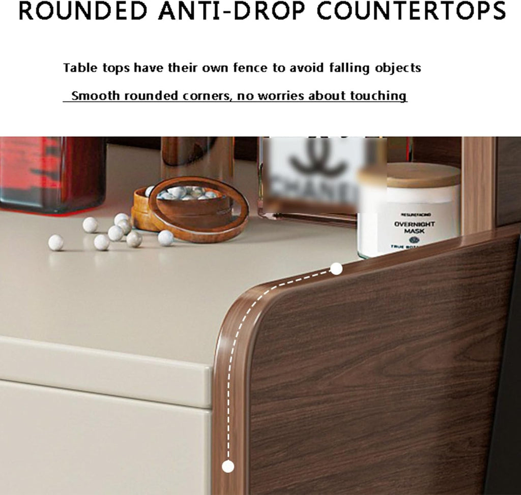 Solid Wood Vanity Set with 2 Drawers and Lighted Mirror Y80451