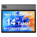 Space Gray 14 Inch Android 13 Tablet with 1200P IPS HD Screen, 8 Core, 6GB+128GB, Wi-Fi 5, 10000mAh Battery, 5MP+32MP Cameras S14842