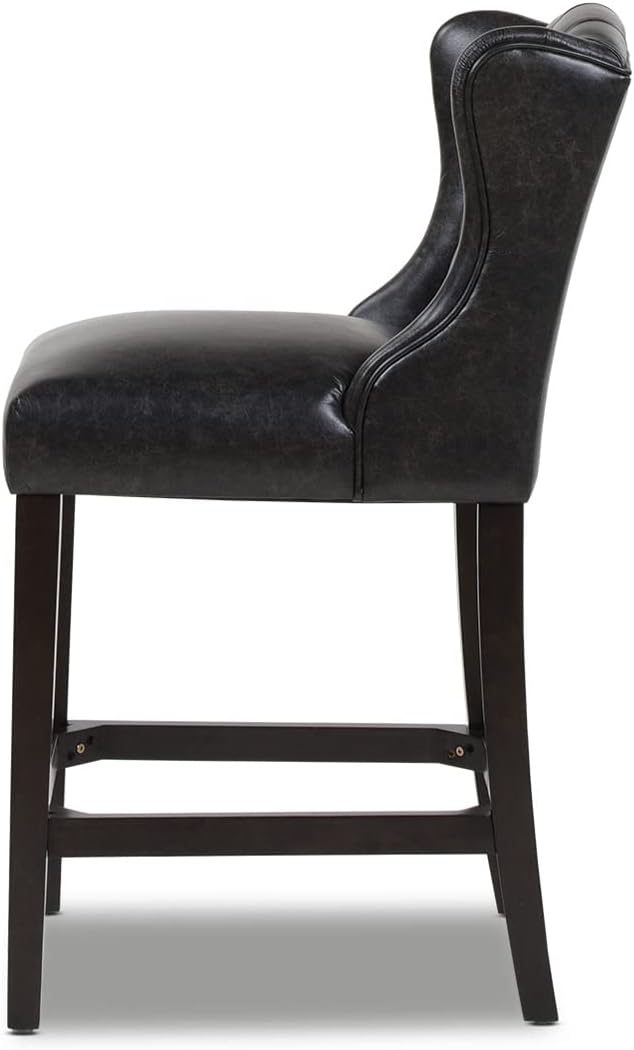 Vintage Black Brown Faux Leather Armless Counter Height Bar Stool M51319