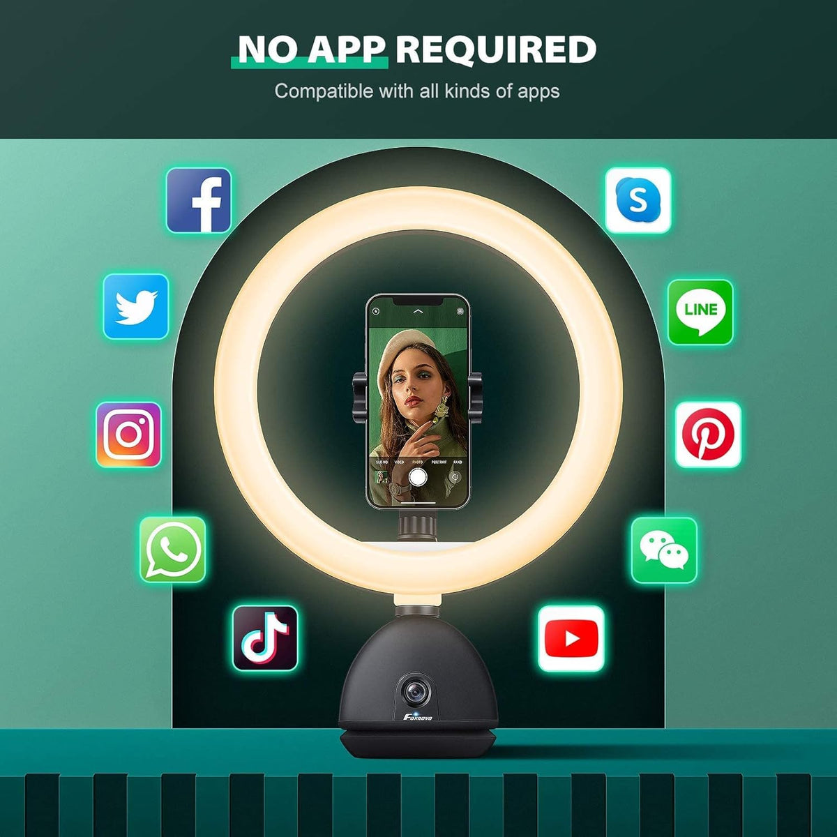 Auto Face Tracking Phone Holder with 10'' Selfie Ring Light and Tripod Stand T810