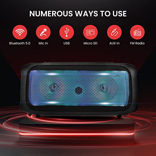 600W Rechargeable Portable Boombox Speaker with Microphone X92378