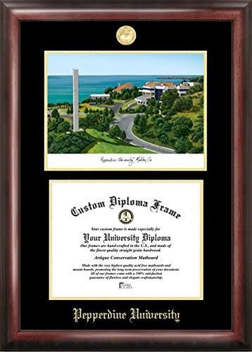 Gold Embossed Diploma Frame with Campus Images Lithograph C169141