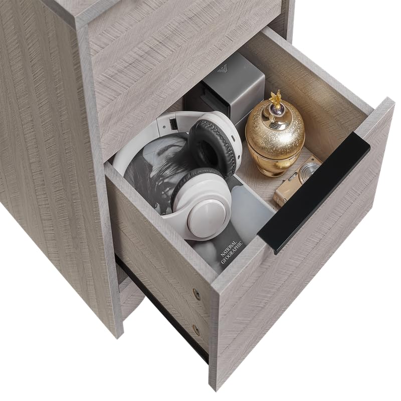 Antique Gray 2-Drawer Wooden Nightstand K716699