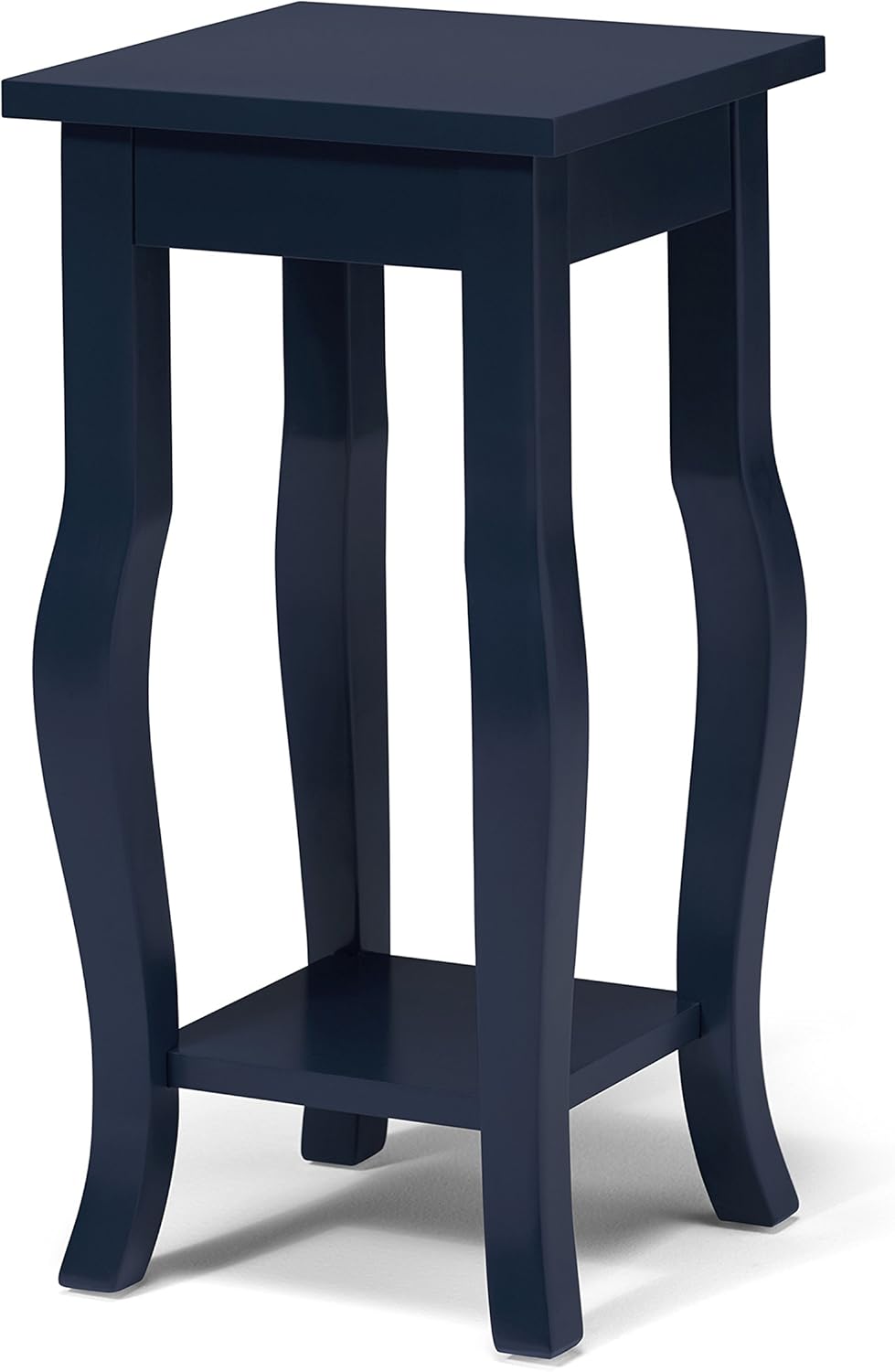 Black Wood Pedestal End Table with Display Shelf P51947