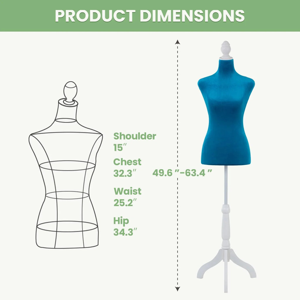 49.6-63.6 inch Height Adjustable Foam Sewing Mannequin with Base Stand R2796