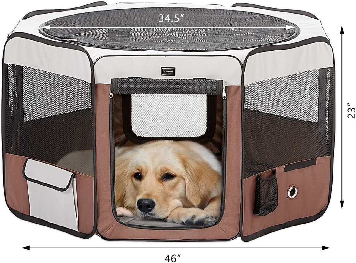Portable Pet Playpen with Removable Zipper Top and Bottom O37657