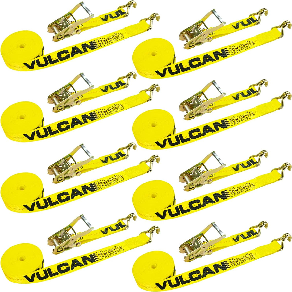 2 Inch x 27 Foot 8 Pack Ratchet Strap with Wire Hooks I231581