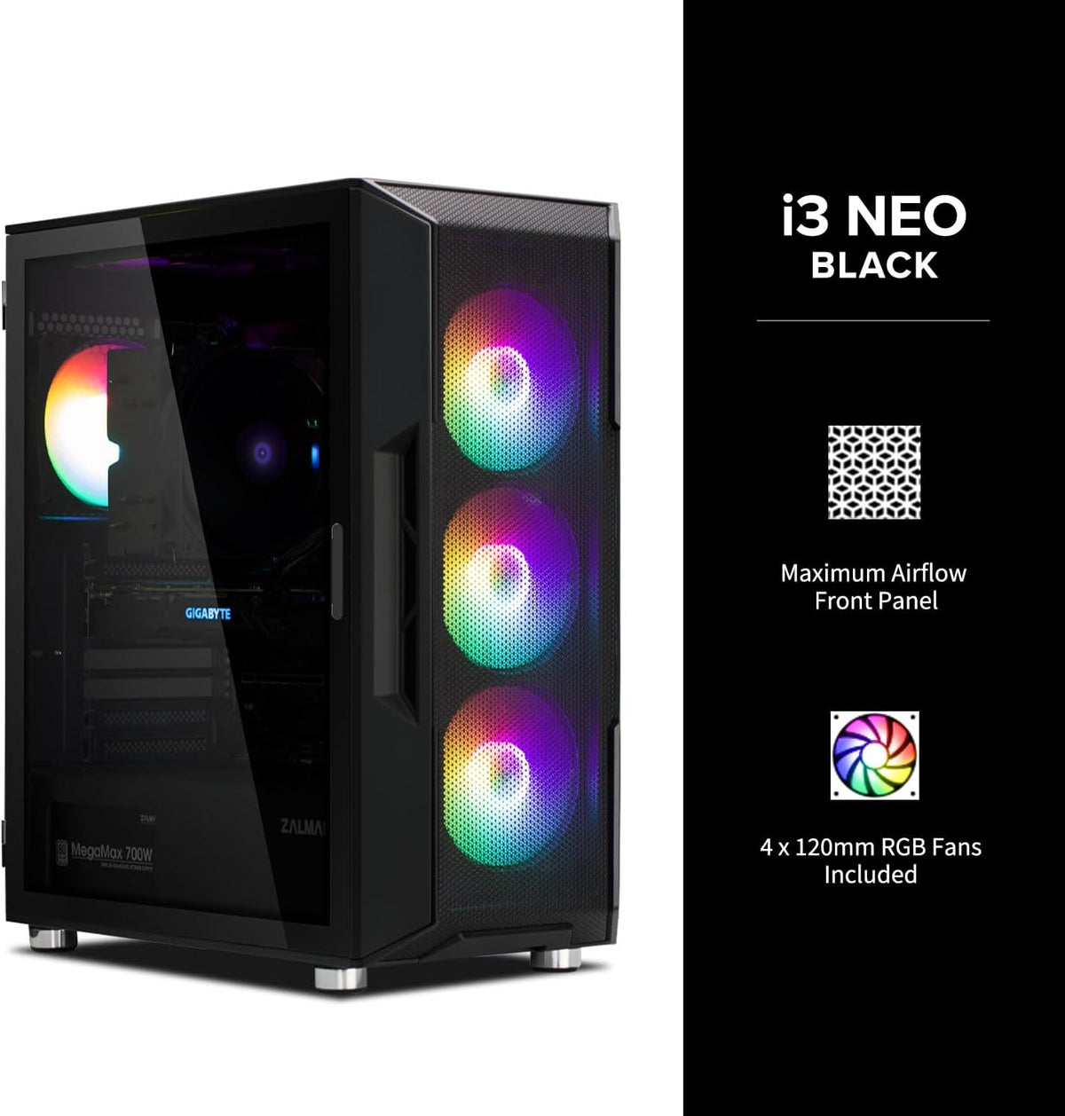 ATX Mid Tower PC Case with Black CPU Cooler W738