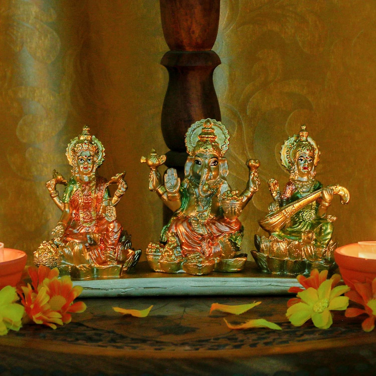 Hindu Lakshmi Ganesha Saraswati Statue J67149