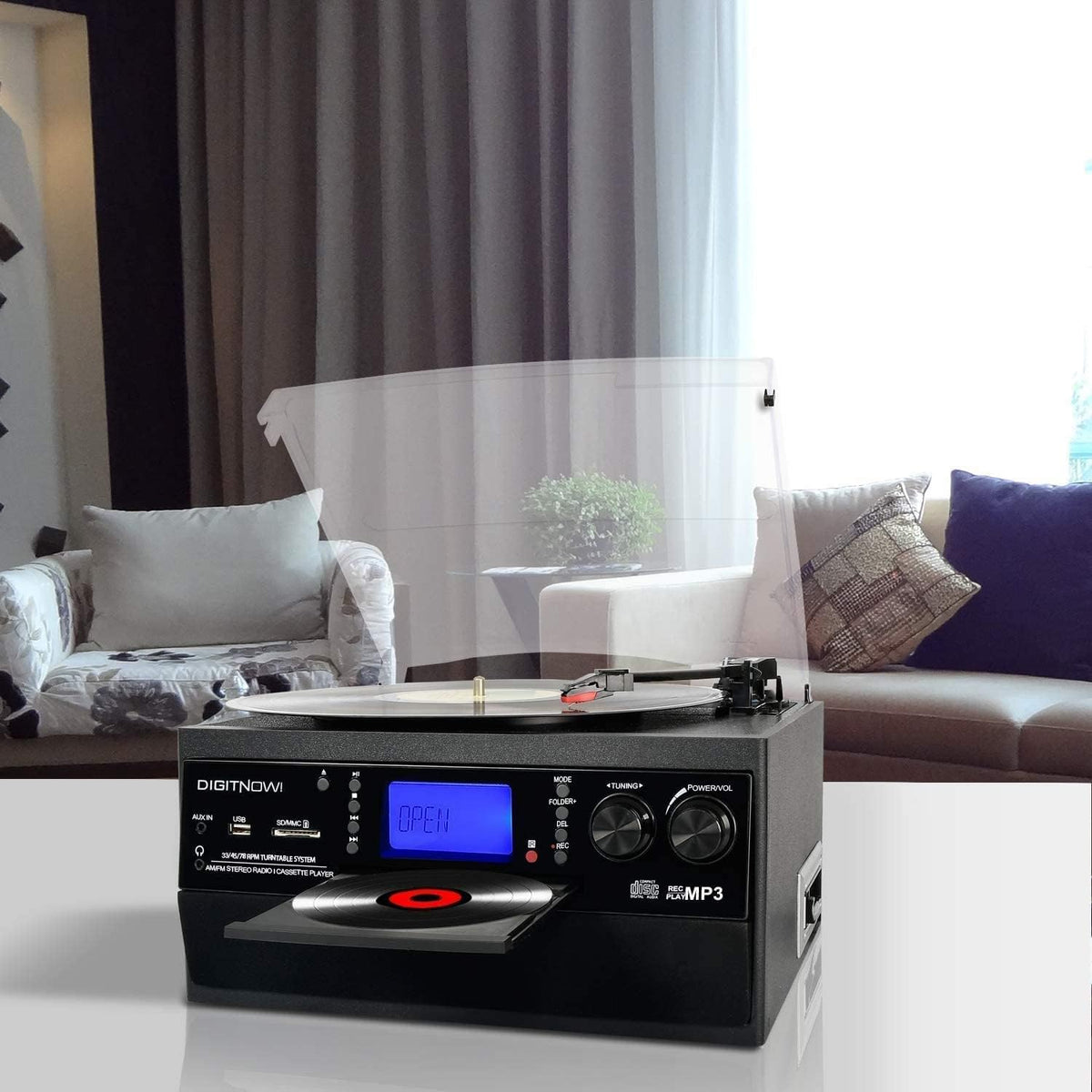 Bluetooth Record Player Turntable with Stereo Speaker L96560