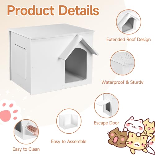 Waterproof Insulated Cat House with Escape Door O5858