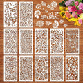 12 Pieces Reusable Flower Stencils C229577