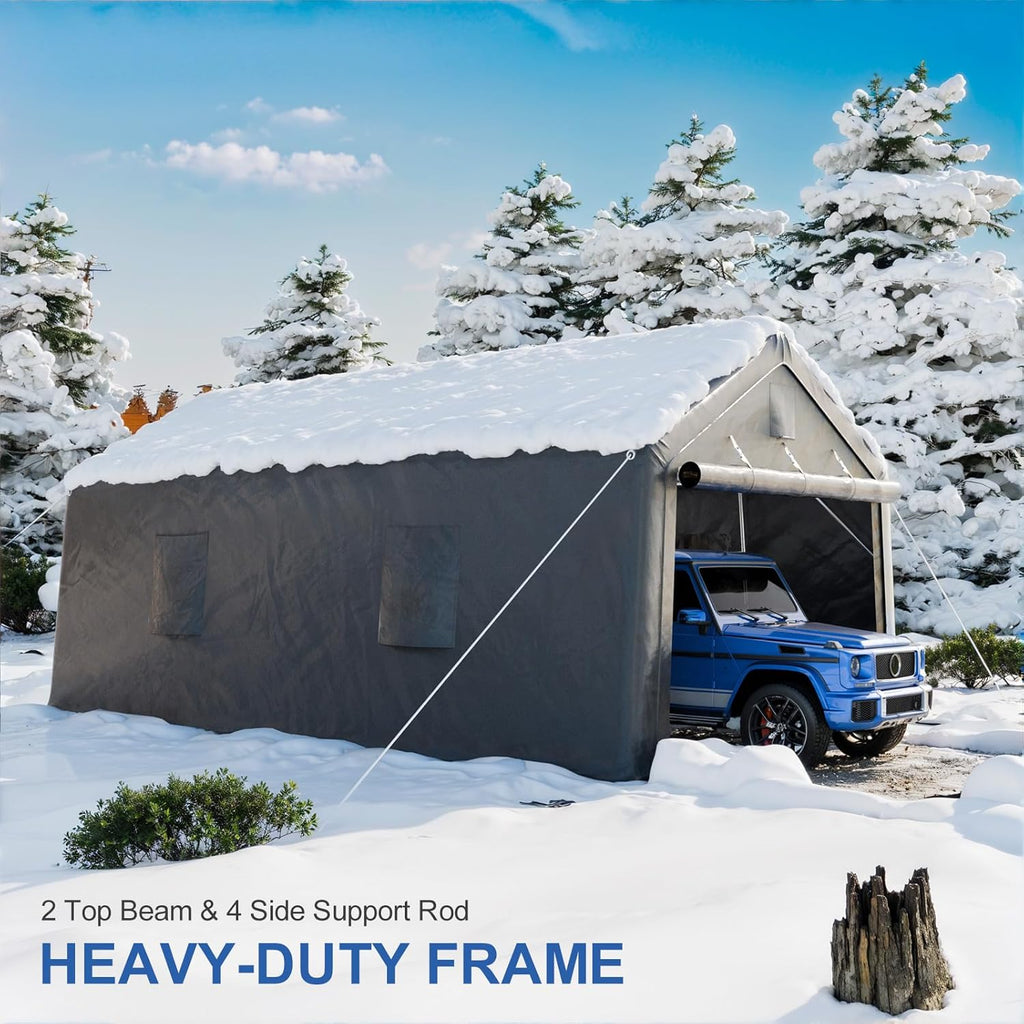12x20ft All-Steel Metal Frame Carport with Windows R430