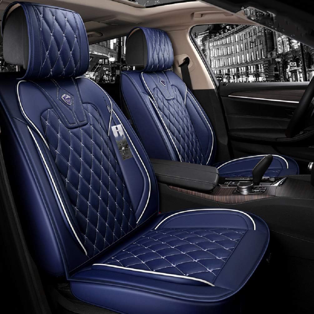 Blue PU Leather Car Seat Covers Full Set E525