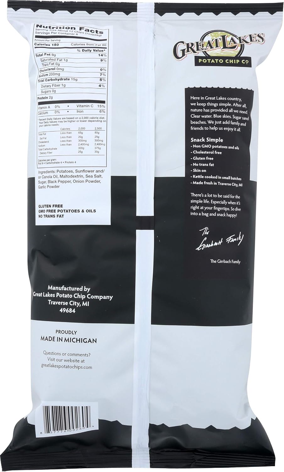 Sea Salt Pepper And Onion Potato Chips, 8 OZ E346014