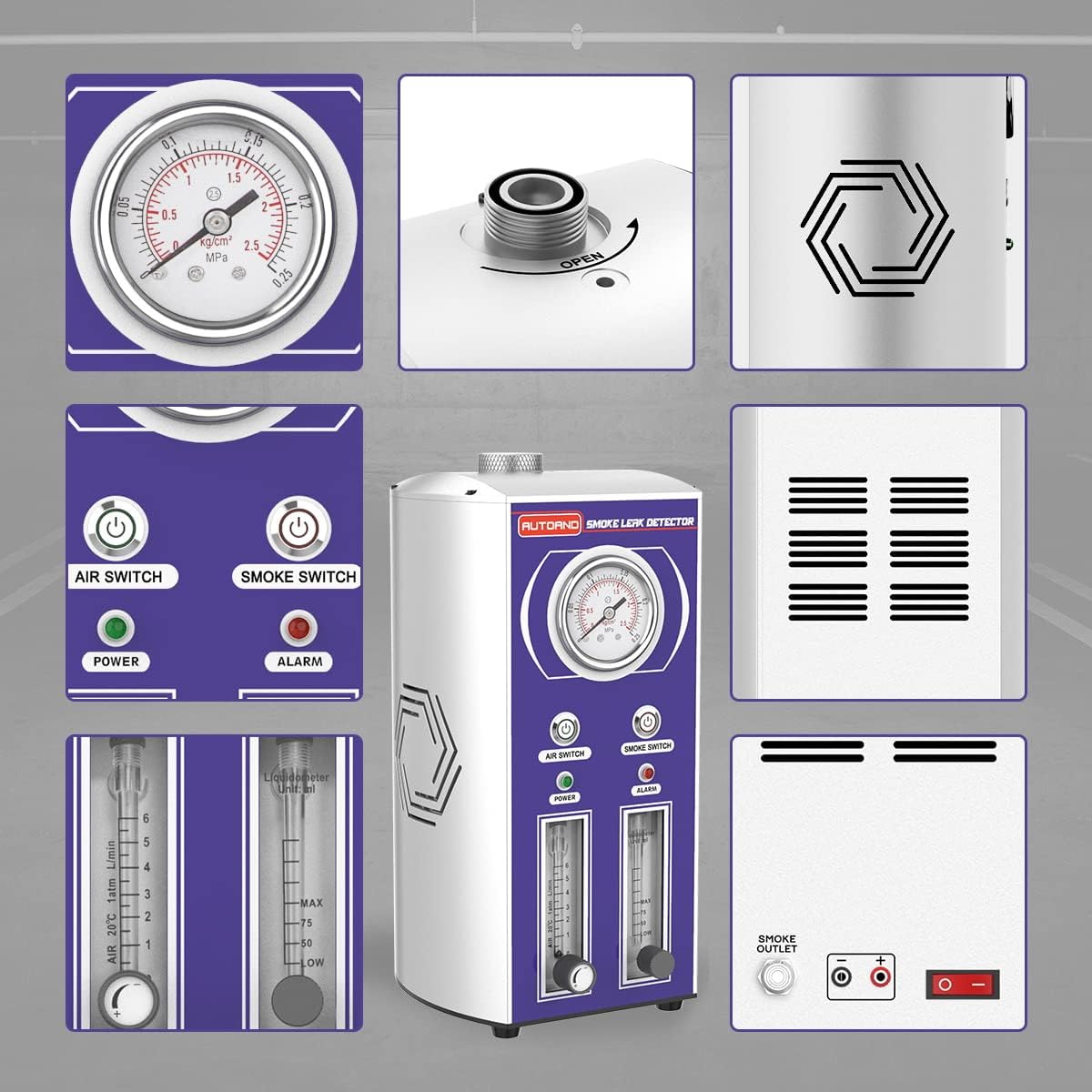 Smoke Machine Leak Detector, 2 Modes Automotive Fuel Pipe System Leakage Diagnostic Tester R782