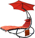 Orange Hanging Chaise Lounge Chair with Cushion, Pillow, Canopy, Stand, Storage Pouch Q87042