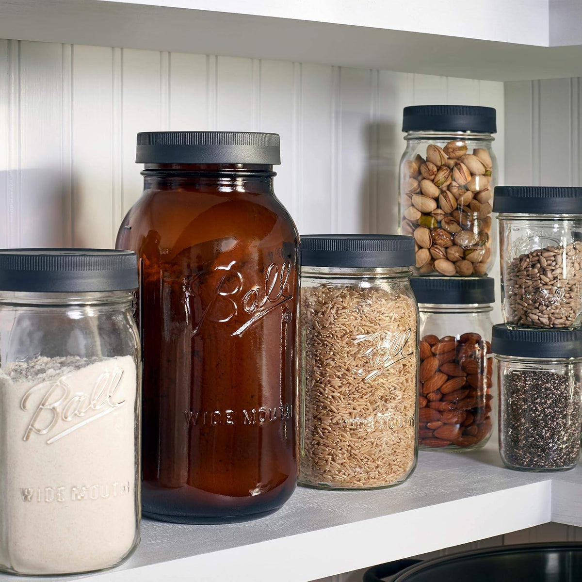 Black Plastic Leak-Proof Lids for Canning Jars, 6/Pack P857