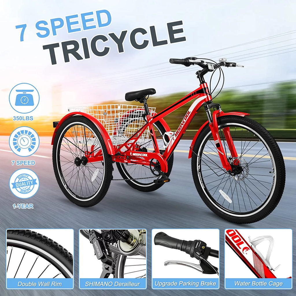 Mountain Tricycle 7-Speed 26 inch with Cargo Basket M9555